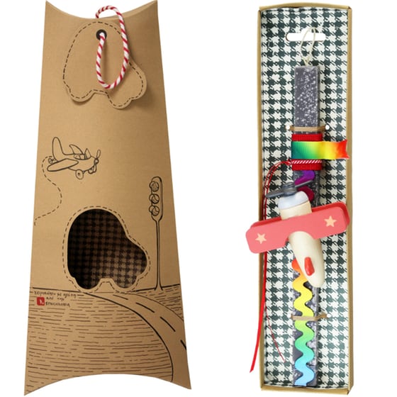 Λαμπάδα  SYNCHRONIA Αεροπλάνο Ξύλινο Γκρι image 0