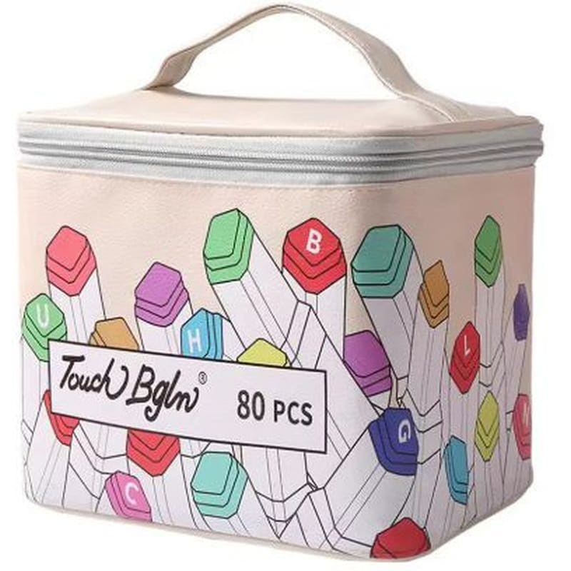 TOUCH Μαρκαδόροι Ζωγραφικής με Διπλή Μύτη και Δερμάτινη Τσάντα Μεταφοράς (80 Τεμάχια)