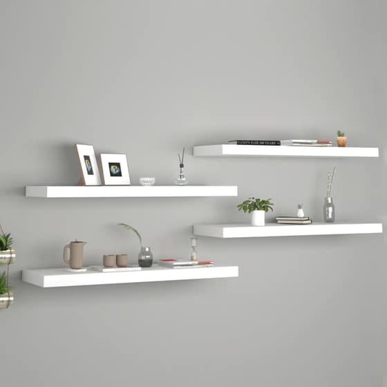 Ράφια Τοίχου VidaXL από Κυψελωτό MDF 80x23.5 cm 4 Τμχ - Λευκό image 1