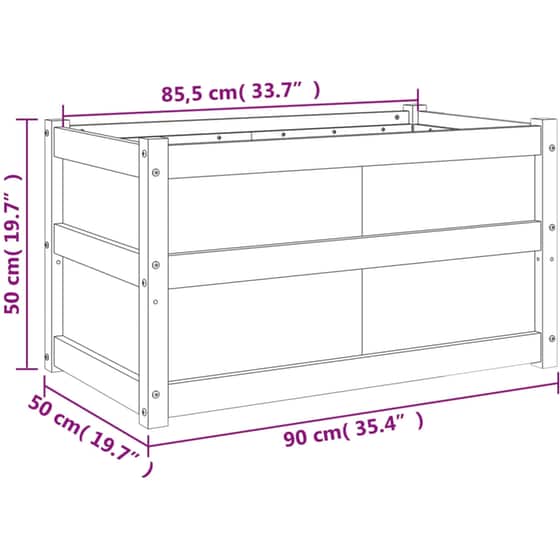 Ζαρντινιέρα VidaXL από Μασίφ Ξύλο Πεύκου 90x50cm - Λευκό image 9