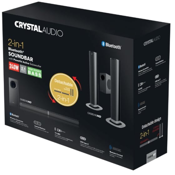 Crystal Audio Soundbar CASB240HD 2 in1 24W 2.1 - Μαύρο image 5