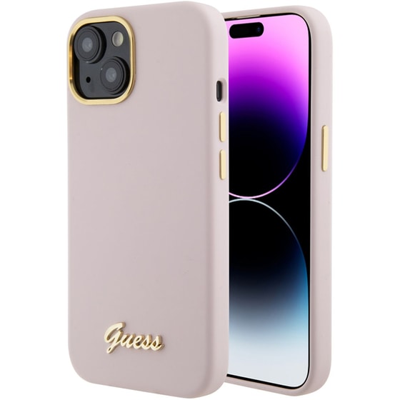 Guess “vintage Script Gold Logo Collection” Σκληρή Θήκη Προστασίας Από Σιλικόνη – Apple Iphone 15 (ροζ  – Guhcp15ssmbslp) image 5