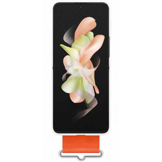 Θήκη Σιλικόνης Samsung Galaxy Z Flip 4 με Strap - Λευκό image 0
