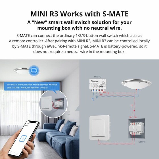 Sonoff Ενδιάμεσος Διακόπτης S-MATE Smart. bluetooth image 4