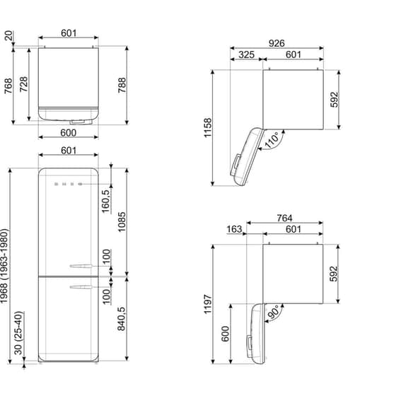SMEG FAB32LCR6 332 Lt Total No Frost Μπεζ Ψυγειοκαταψύκτης image 8