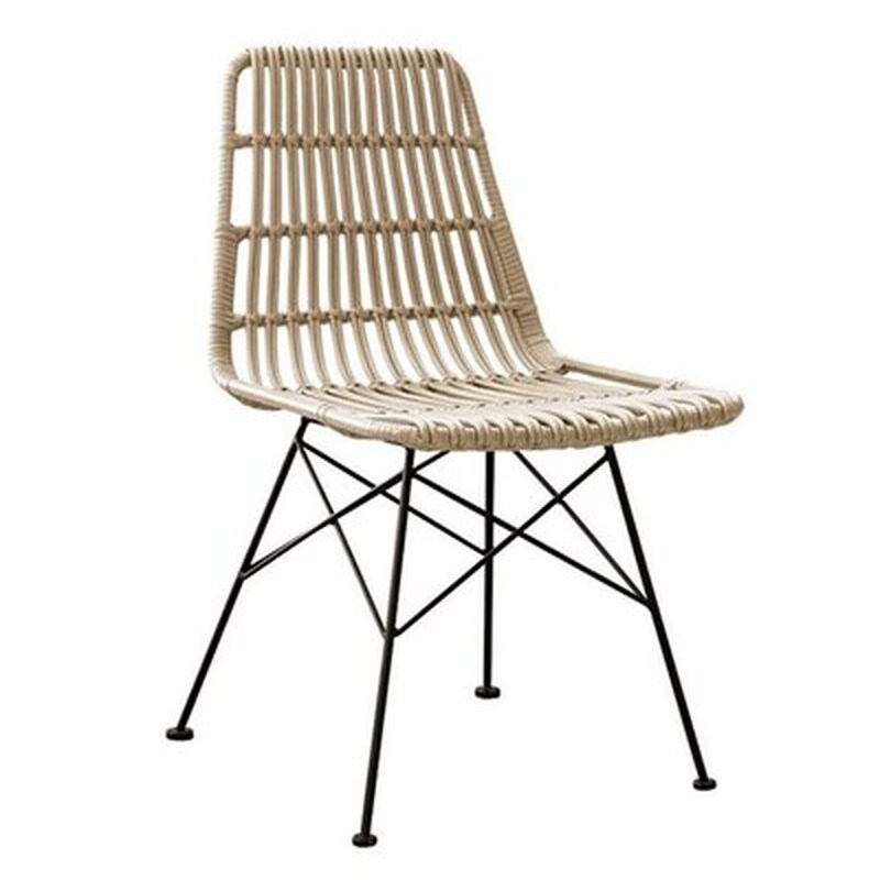 WOODWELL Πολυθρονα Wicker από Μέταλλο 48x59x80cm - Μαύρη/Φυσικό