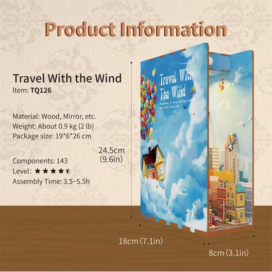DIY 3D Puzzle Book Nook Kit Βιβλιοστάτης - Travel With The Wind image 3