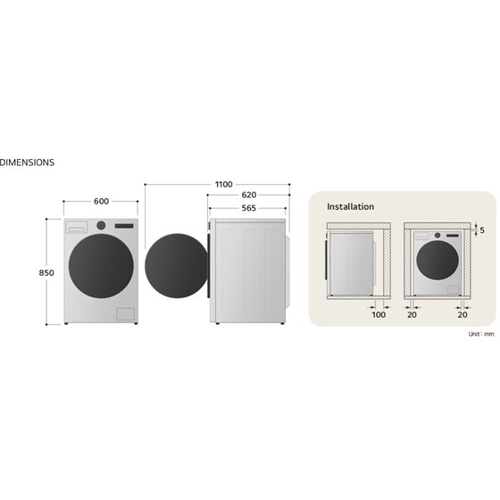 LG WHX9016TLC 11kg/6kg Λευκό Πλυντήριο Στεγνωτήριο image 9