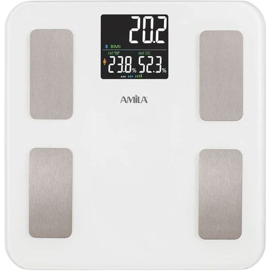 Ψηφιακή Ζυγαριά Σώματος Smart Amila Fitbody 5 με Λιπομετρητή Λευκό image 0