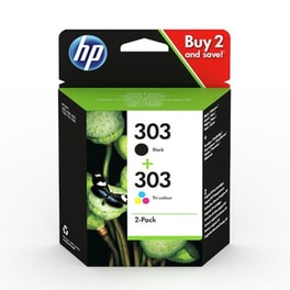 HP 303 Πολλαπλό / Μαύρο Πακέτο 2 Μελανιών Εκτυπωτή 3ym92ae