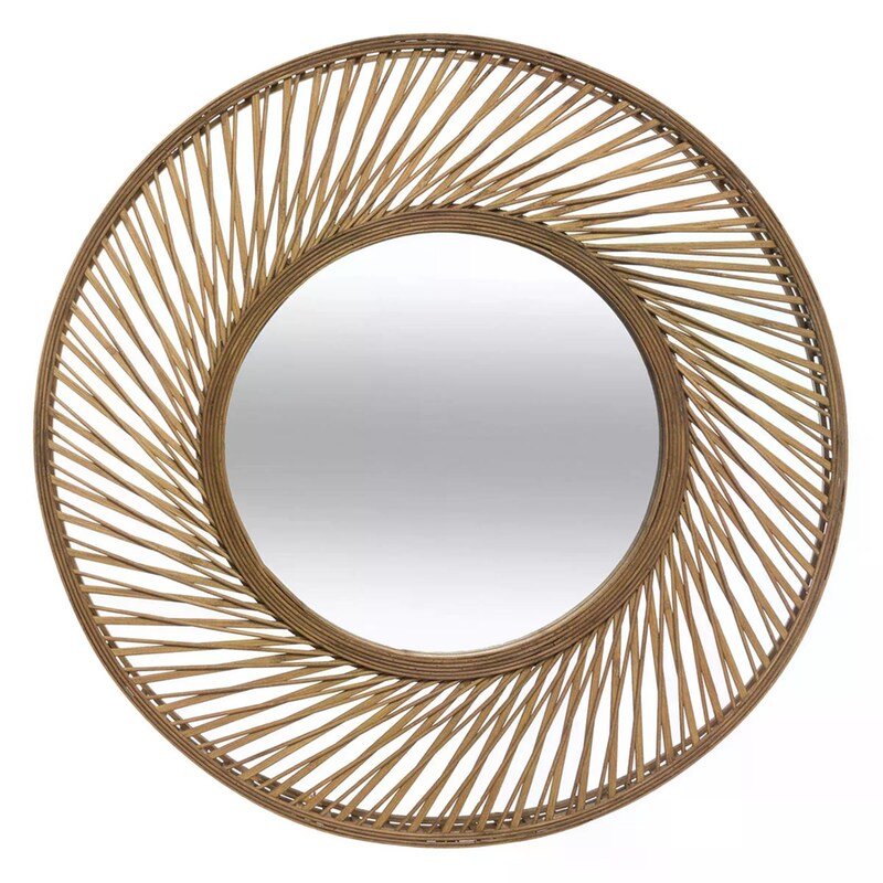 Διακοσμητικός Καθρέφτης Τοίχου Spitishop από Μπαμπού Φ72x7 cm - Φυσικό SPITISHOP