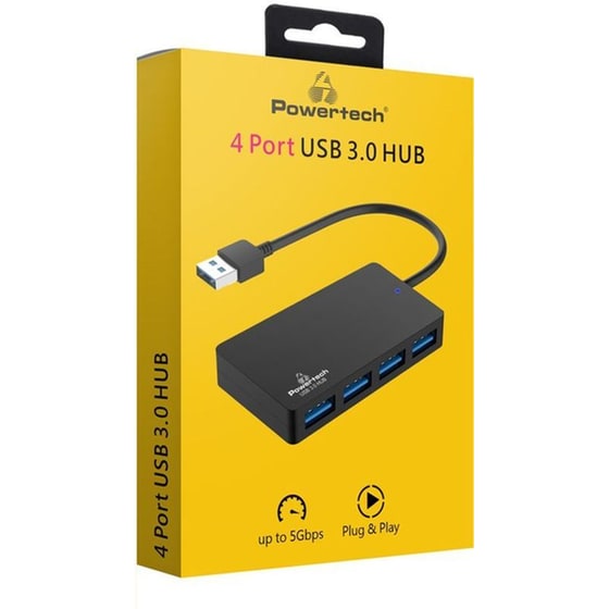 Powertech PT-1145 USB Hub 3.0 με 4 θύρες - Μαύρο image 1
