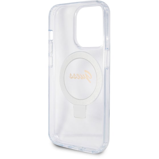 Θήκη Apple iPhone 15 Pro - Guess Magsafe Ring Stand Glitter Hard Case Script Logo - Διάφανο image 1