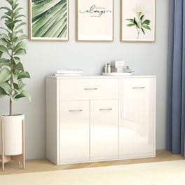 Vidaxl Μπουφές Γυαλιστερό Λευκό 88 X 30 X 70 Εκ. Από Μοριοσανίδα