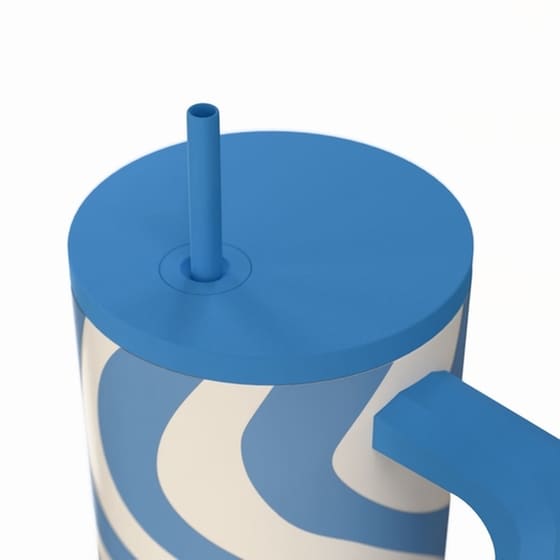 Ποτήρι Θερμός Estia Straw Tumbler XL Save The Aegean Ocean Waves με Καλαμάκι και Λαβή 900 ml image 2