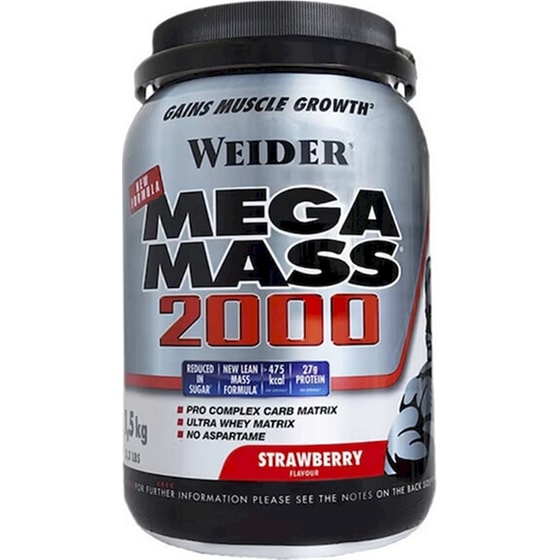 Πρωτεΐνη Weider Mega Mass 2000 Φράουλα - 1,5kg image 0