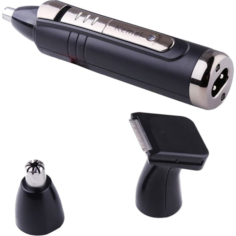 Trimmer KEMEI KM-6511 2 σε 1 Επαναφορτιζόμενο για Μύτη, Αυτιά και Φαβορίτες Μαύρο KEMEI