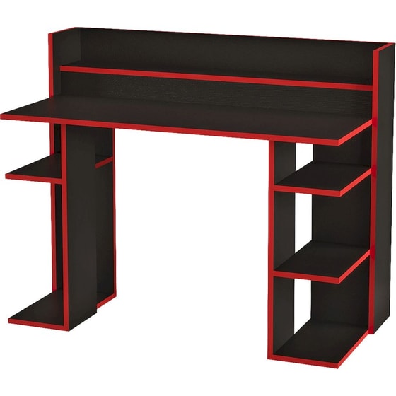 Γραφείο ArteLibre Fife από Μοριοσανίδα/Μελαμίνη 124x58x98cm - Μαύρο/Κόκκινο image 0