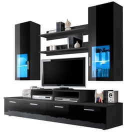 Σύνθετο Σαλονιού Polihome Milan από Μοριοσανίδα 200x45x190cm - Μαύρο