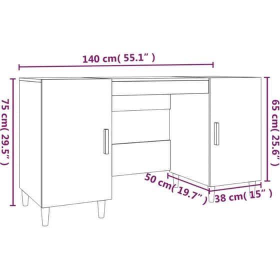 Γραφείο VidaXL από Επεξεργασμένο Ξύλο 140x50x75 cm - Sonoma Δρυς image 4