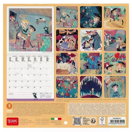 Ημερολόγιο Τοίχου Legami 2026 Pinocchio 18x18cm image 1