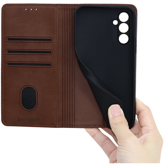 Θήκη Samsung Galaxy A14 - Vintage Magnet Book - Καφέ image 4