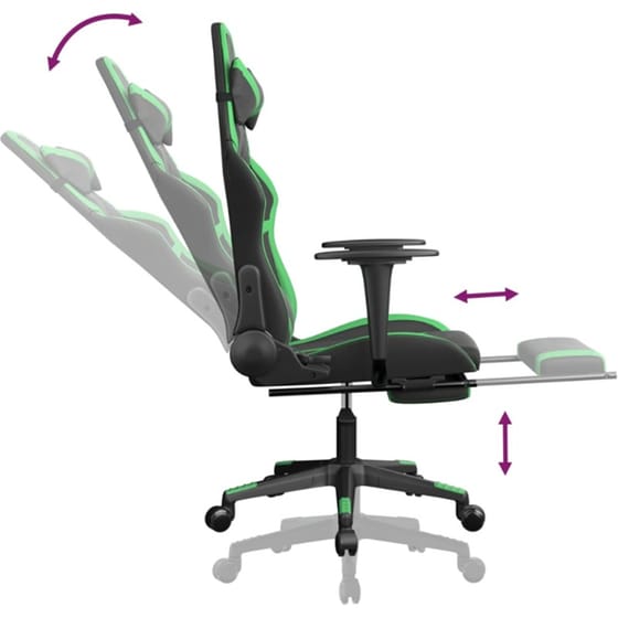 Καρέκλα Gaming VIDAXL 3143679 με Υποπόδιο από Τεχνητό Δέρμα - Μαύρο image 4