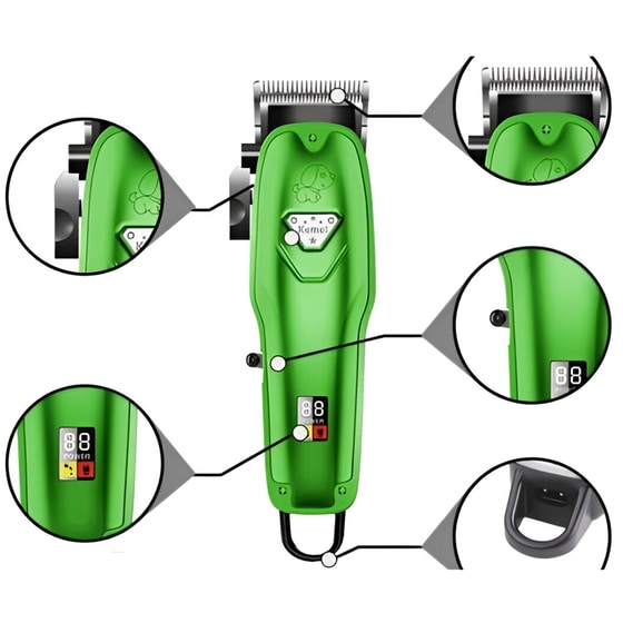 Ασύρματη Κουρευτική Μηχανή Επαναφορτιζόμενη Για Κατοικίδια - Πράσινη image 3