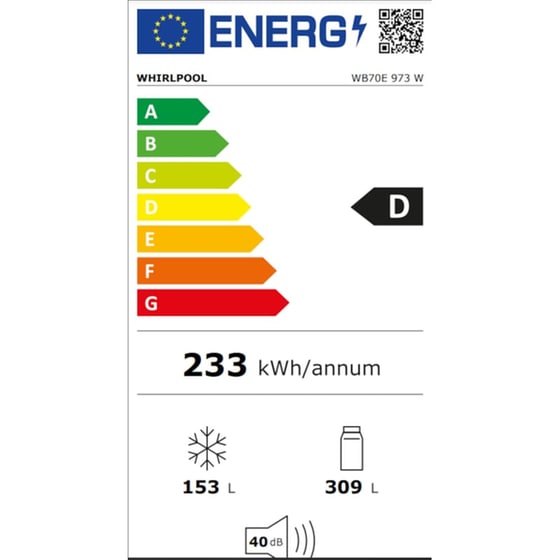 WHIRLPOOL WB70E973W Total No Frost 462 Lt Λευκό Ψυγειοκαταψύκτης image 4