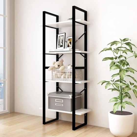 Βιβλιοθήκη VidaXL από Ξύλο 60x30x140cm - Λευκό/Μαύρο image 6