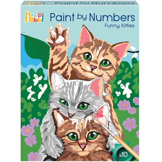 Σετ Ζωγραφικής HappiHobbi Paint By Numbers Funny Kitties image 0
