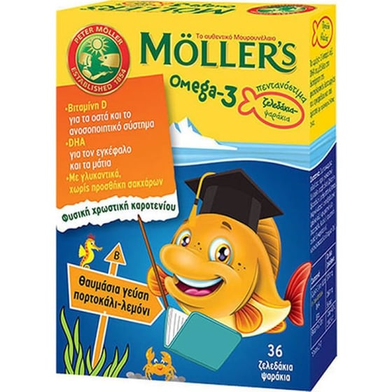 Λιπαρά Οξέα MOLLER'S Omega-3 Fish Jellies Πορτοκάλι/Λεμόνι - 36 Ζελεδάκια image 0