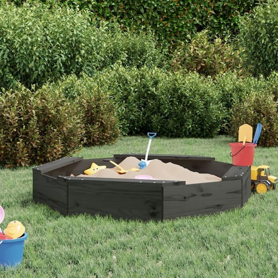 VidaXL Αμμοδόχος με Καθίσματα Οκτάγωνη 111x111x20cm Ξύλινη - Γκρι image 1
