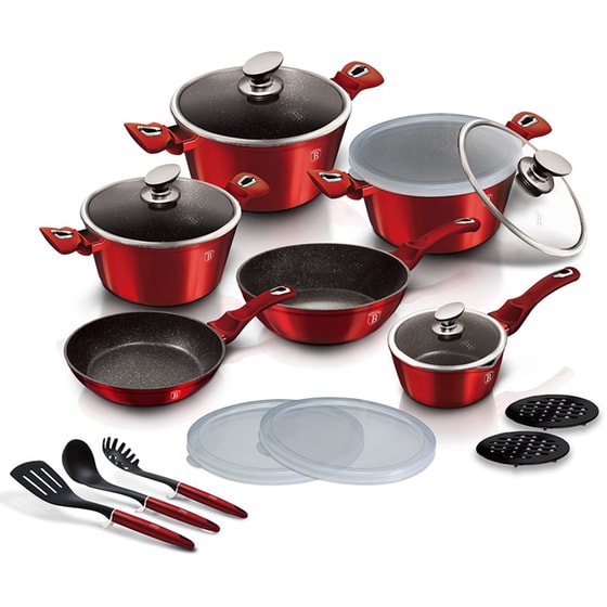 Σετ Μαγειρικά Σκεύη BERLINGER BH-7035 18 τμχ Κόκκινο image 1