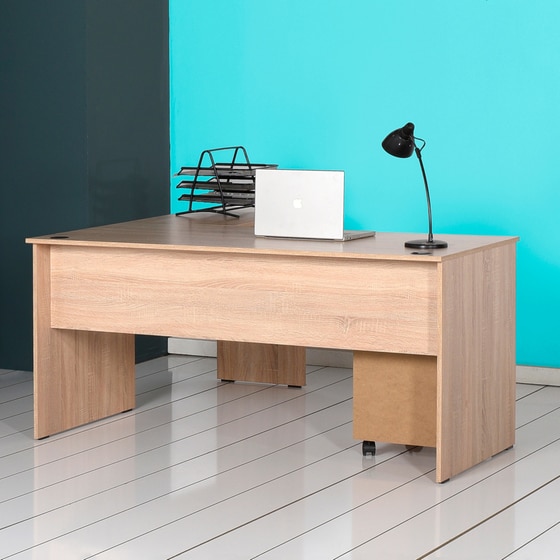 Γωνιακό Γραφείo 24Mall Miracolo από Μοριοσανίδα 114x72x75 cm - Μπεζ image 1