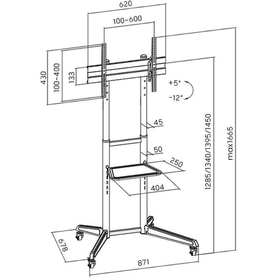 Βάση Τηλεόρασης Τοίχου Superior Electronics 188-0077 με Βραχίονα 37"-70" έως 50 kg image 1