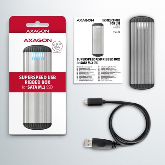AXAGON EEM2-SA USB Micro-B 3.2 Gen 1 Θήκη για M.2 SATA SSD 30-80mm Screwless image 6