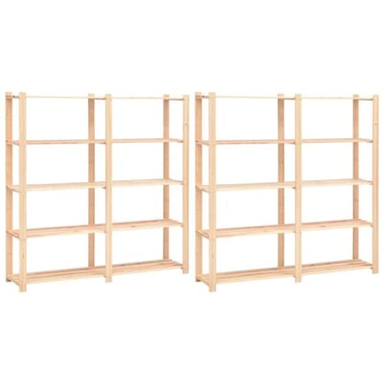 Vidaxl Ραφιέρες 5 Επιπέδων 2 Τεμ 500 Κ 170x38x170 Εκ Μασίφ Ξύλο Πεύκου image 1