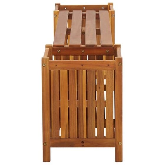 Πάγκος Κήπου VidaXL από Μασίφ Ξύλο Ακακίας με 2 Γλάστρες  150x30x40cm - Καφέ image 2