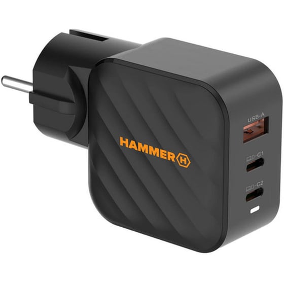 Φορτιστής Πρίζας Hammer USB-C/USB-A 65W - Μαύρο image 1