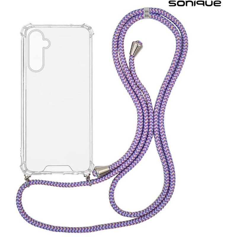 Θήκη Samsung Galaxy A16/Galaxy A16 5G - Sonique Armor Clear με Κορδόνι - Rainbow Λιλά