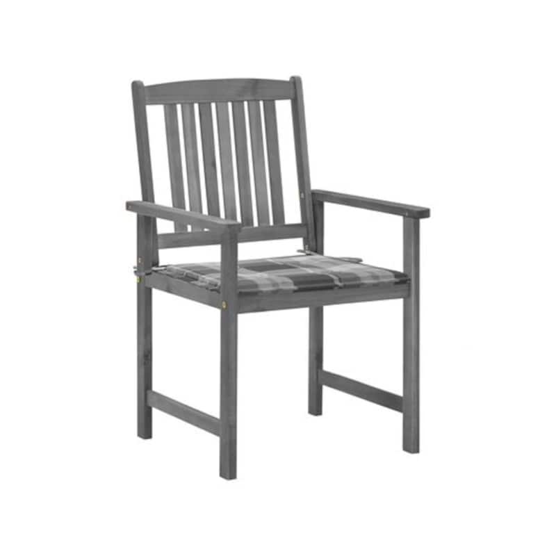 Σετ Καρέκλες κήπου VIidaXL Ξύλινες 4 τμχ- Γκρι/Γκρι καρό