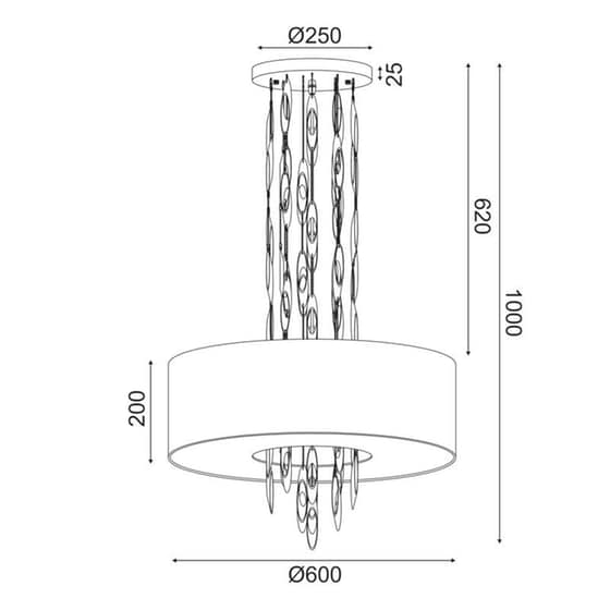 Φωτιστικό Οροφής Πολύφωτο Aca Decor Cascada Eg4205pcg Μεταλλικό/Υφασμάτινο - Χρυσό image 4