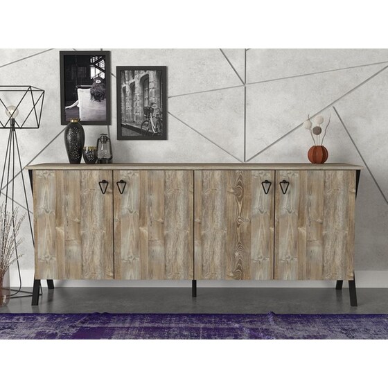 Μπουφές 24Mall Favore από Μοριοσανίδα/Μέταλλο 180x44.8x76.8 cm - Καρυδί/Μαύρος image 1