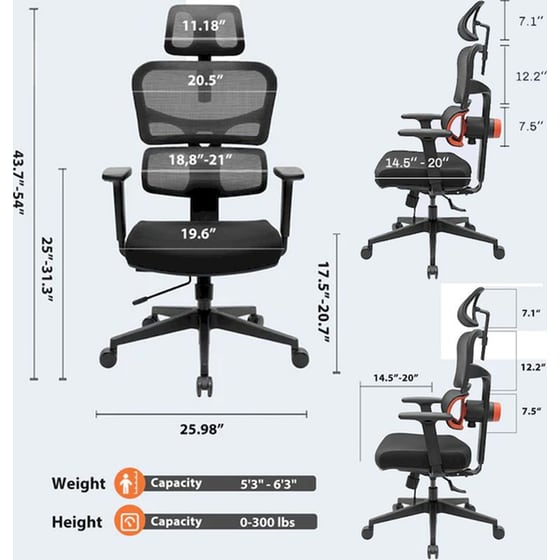 Καρέκλα Γραφείου/Gaming Eureka Ergonomic ERK-OC12-B από Ύφασμα Mesh - Μαύρη image 12