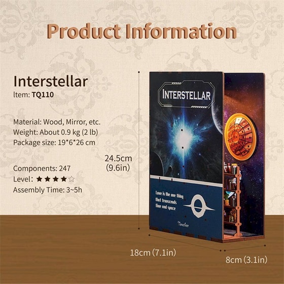 DIY 3D Puzzle Book Nook Kit Βιβλιοστάτης - Interstellar image 4