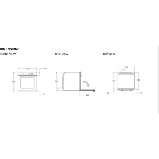 BERTAZZONI FMOD6117PTB3 76 Lt Μαύρο Εντοιχιζόμενος Φούρνος Άνω Πάγκου image 4