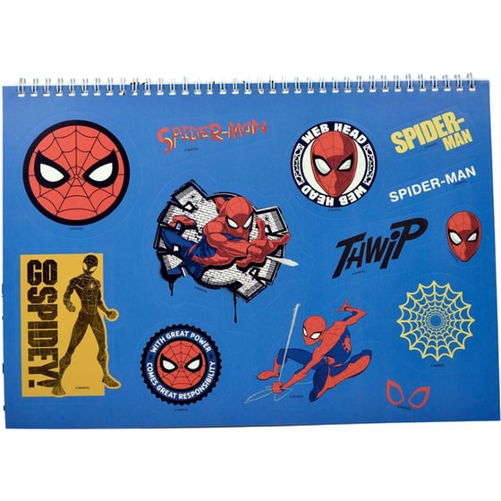 Μπλοκ Ζωγραφικής Gim 23x33 με Αυτοκόλλητα Spiderman 40 Φύλλων image 2