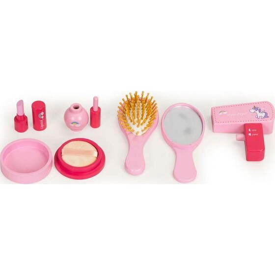 Ξύλινη Παιδικό Ecotoys Ph10c001 Σετ Ομορφιάς Περιποίησης Με 6 Αξεσουάρ Σε Ροζ Θήκη - 17x7x15 cm image 1