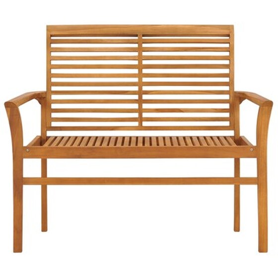 Παγκάκι Κήπου VidaXL με Μαξιλάρι 112x55x94 cm από Μασίφ Ξύλο Teak - Κόκκινο image 3